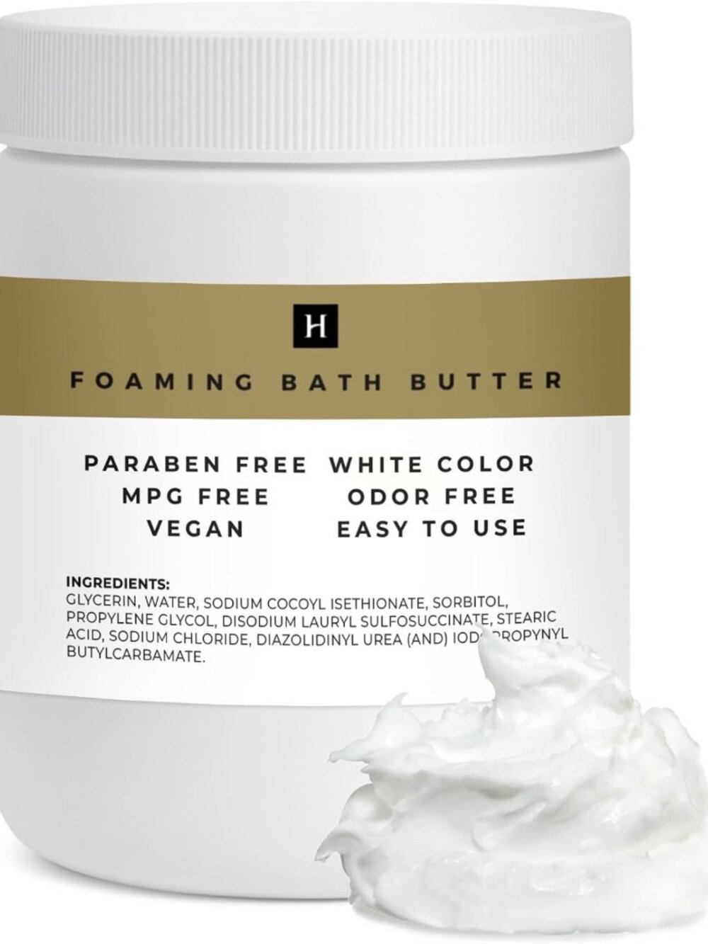 Whipped Foaming Bath Butter - Vegan 1lb Jar - Premium Quality Body Wash & Scrub
